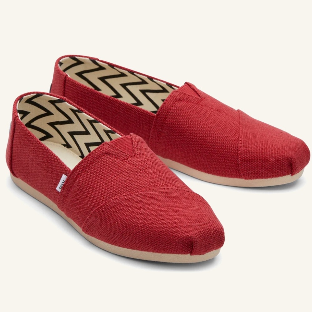 Toms Red Canvas Alpargata Slip-Ons